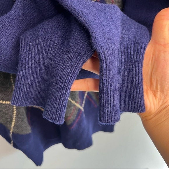 Harbour Club Mens Lambswool V Neck Argyle Plaid Sweater Sz M Blue Classic Preppy - Picture 9 of 10